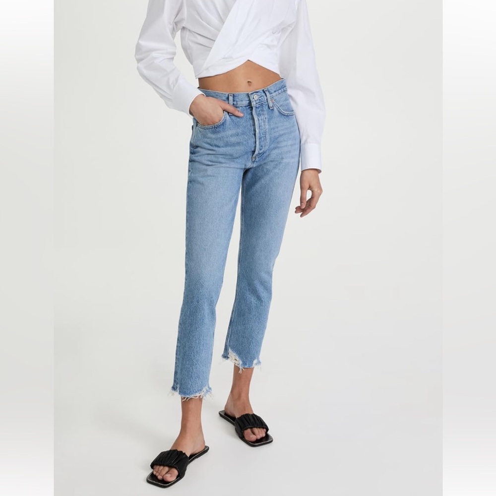 Agolde Riley High Rise Straight Crop Jeans - Picture 3 of 7